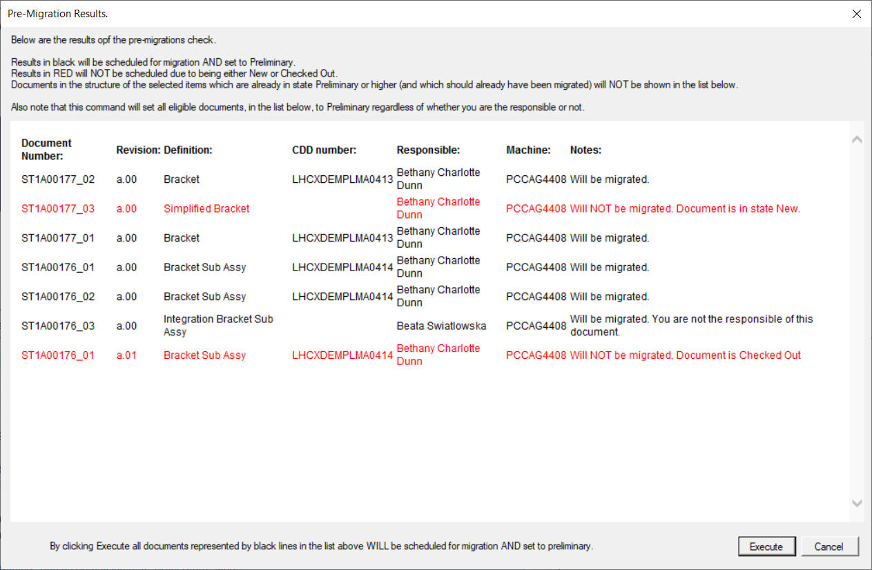 Example report results