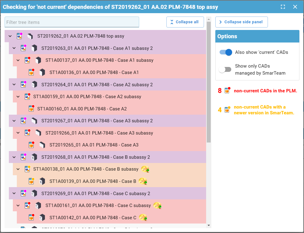 Check dependencies window