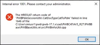 Internal Error 1001