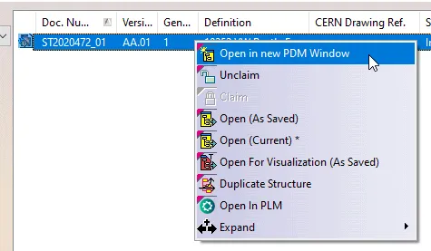 Open in PDm stucture window