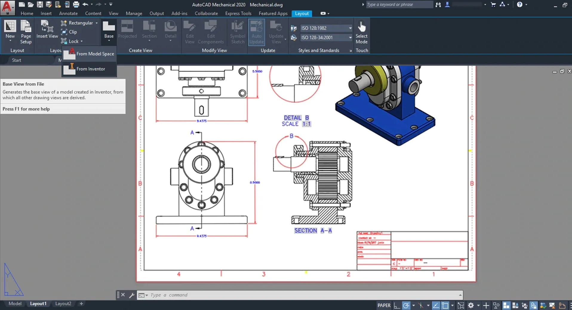 Example of an AutoCAD drawing